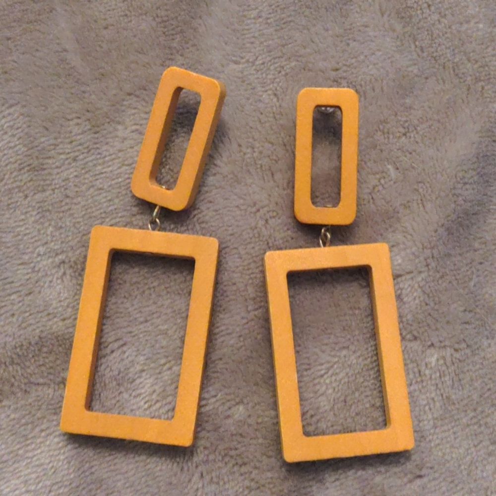 Square yellow modern earrings